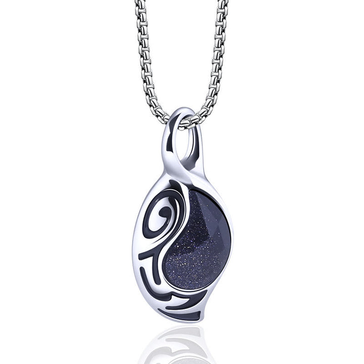 Collar de acero y titanio con ojo de tigre, protección, suerte y coraje de Olivenorma