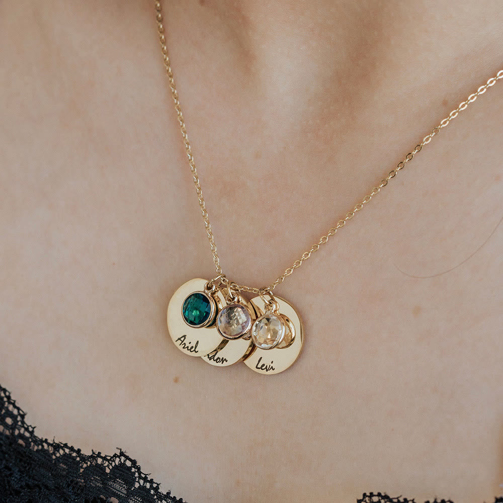 Collar personalizado con grabado circular para el Día de la Madre con nombre de Olivenorma