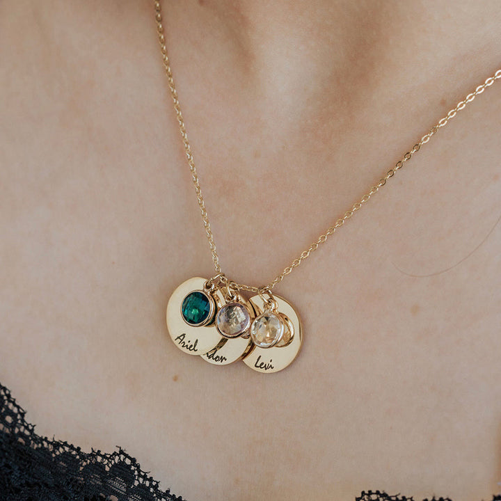 Collar personalizado con grabado circular para el Día de la Madre con nombre de Olivenorma