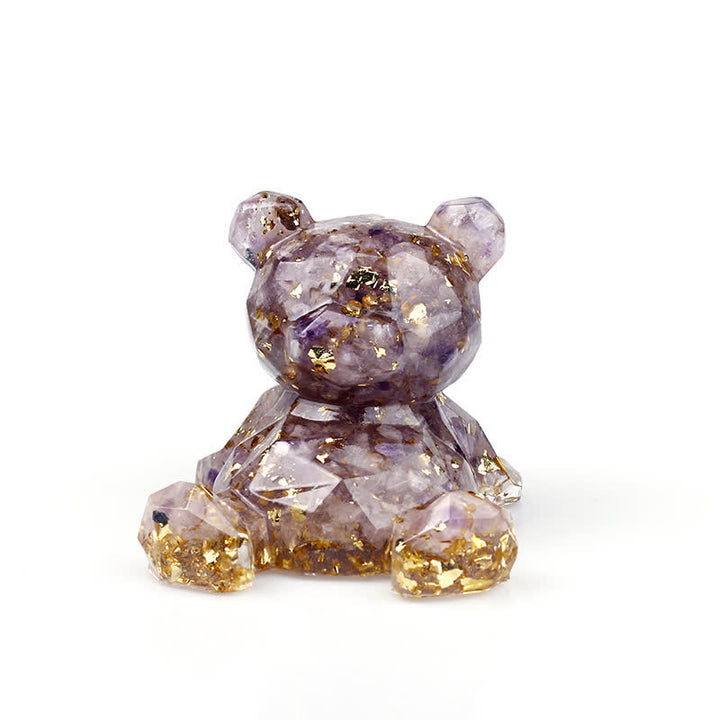 Espejo de cristal de Olivenorma con forma de oso y piedras preciosas decorativas