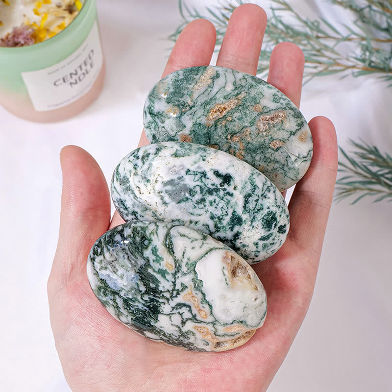 Compresa caliente de ágata musgosa de Olivenorma para masajes de belleza con piedra natural