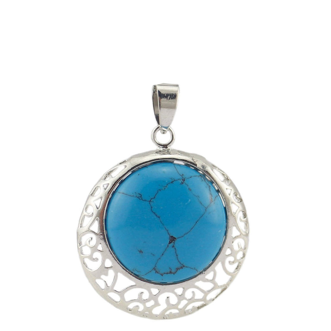 Collar ajustable con piedra auténtica y cristal redondo de Olivenorma 