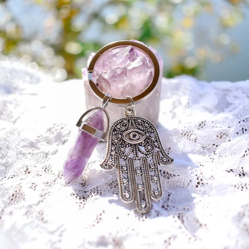 Llavero de cristal con la mano de Fátima inspiradora de Olivenorma