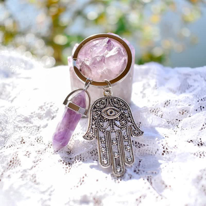 Llavero de cristal con la mano de Fátima inspiradora de Olivenorma