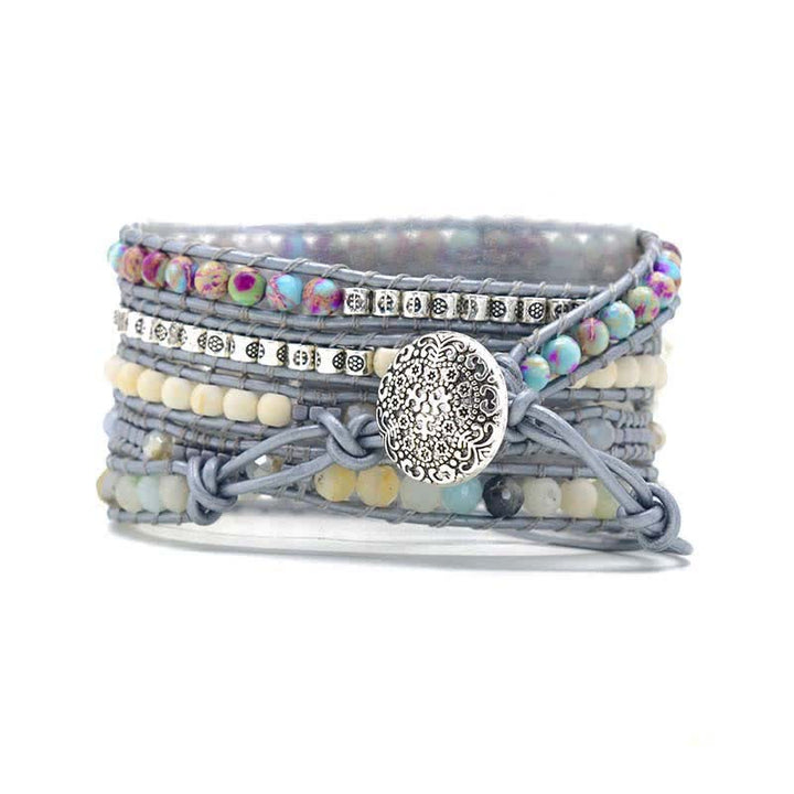 Pulsera envolvente con correa para Apple Watch de jaspe natural y amazonita de Olivenorma