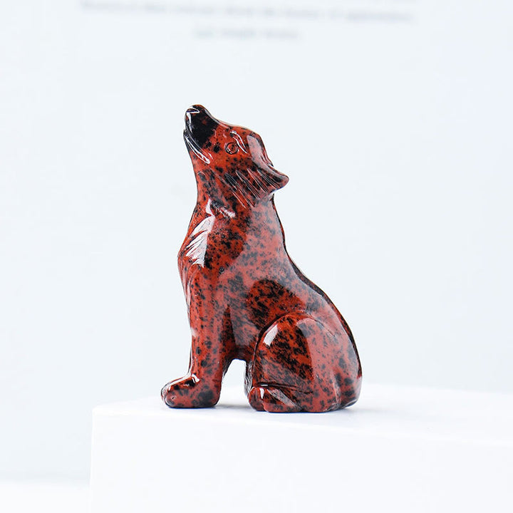 Adorno de piedra preciosa con forma de niño lobo de cristal natural de Olivenorma 