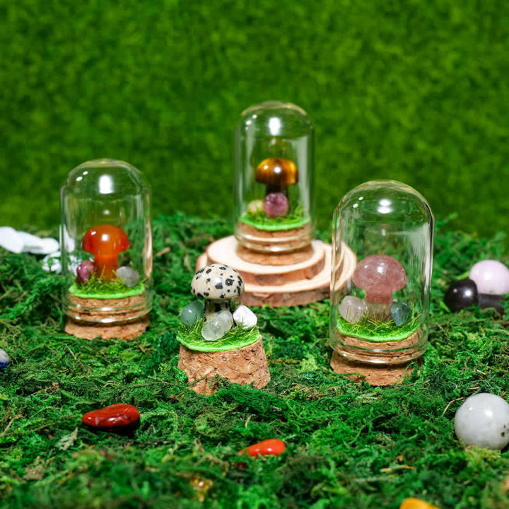 Cubierta de vidrio Olivenorma Decoración de hongo de cristal natural