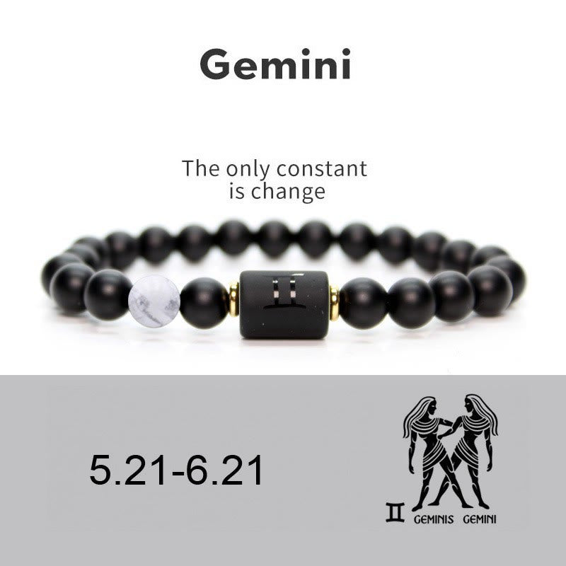 Pulsera de hombre con ónix negro natural del zodiaco de Olivenorma 