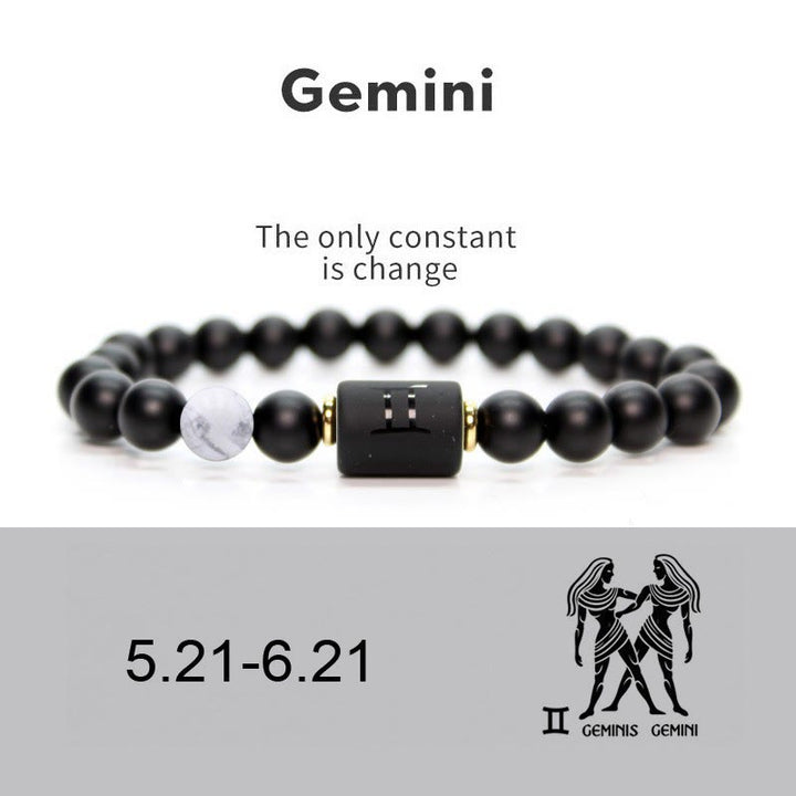 Pulsera de hombre con ónix negro natural del zodiaco de Olivenorma 