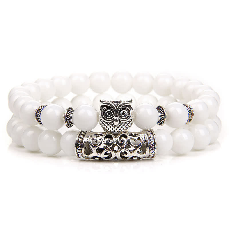Pulsera de cuentas de cristal natural con forma de búho de Olivenorma 
