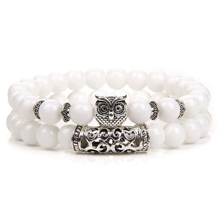Pulsera de cuentas de cristal natural con forma de búho de Olivenorma 