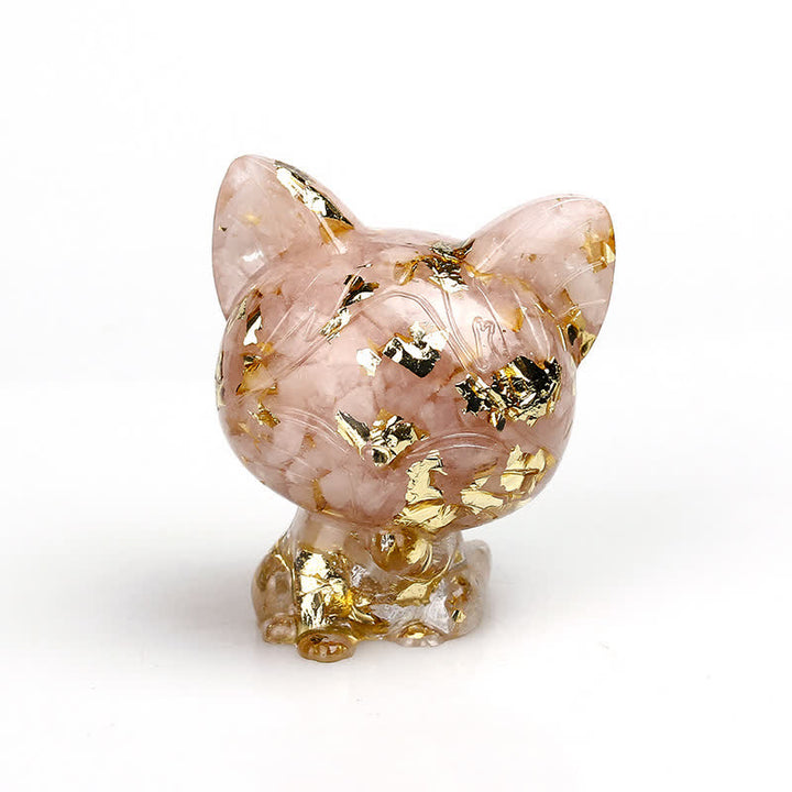 Adorno con piedras preciosas de gato de cristal natural de Olivenorma