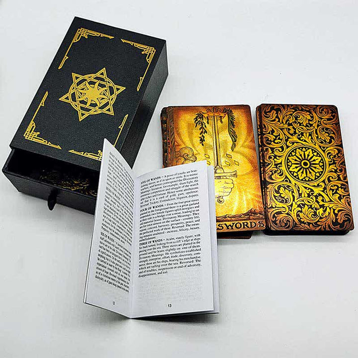 Cartas del tarot con lámina de oro estilo antiguo de Olivenorma 