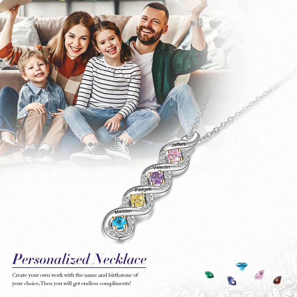 Collar con nombre grabado en piedra natal para mujer de Olivenorma