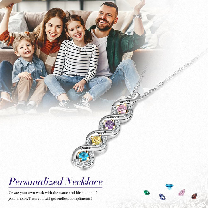 Collar con nombre grabado en piedra natal para mujer de Olivenorma