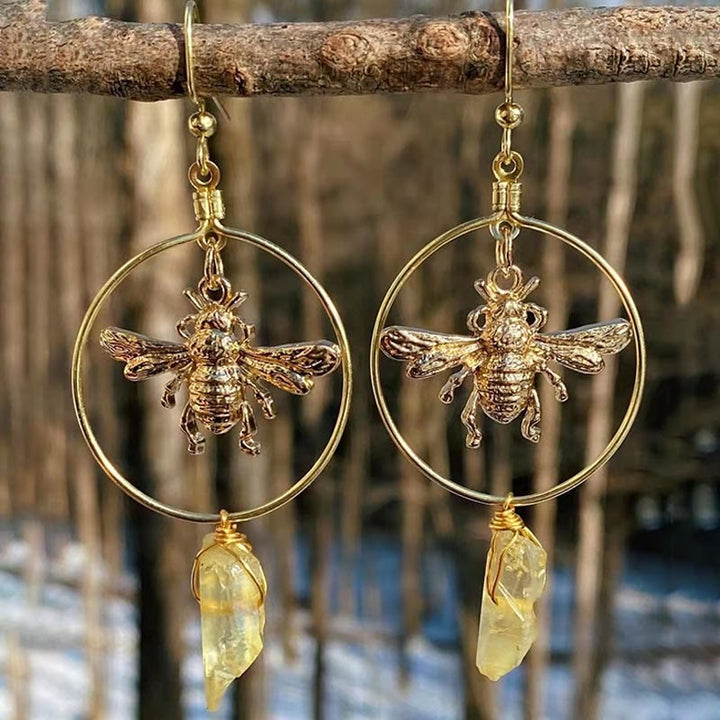 Pendientes con forma de hongo, luna y estrella de cristal natural de Olivenorma