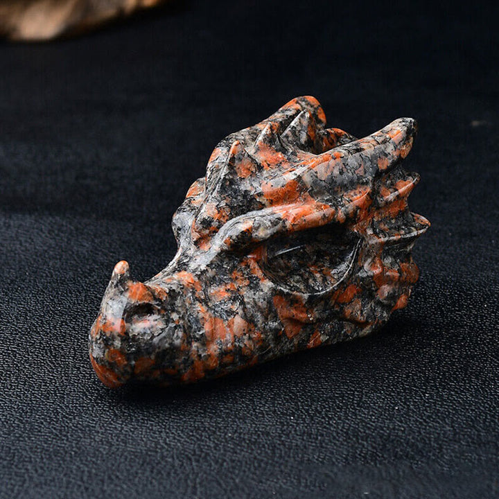 Cráneo con cabeza de dragón de 3,2 pulgadas de Olivenorma, decoración con piedras preciosas