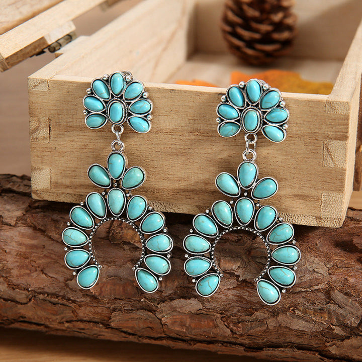 Pendientes bohemios con gotas de turquesa gruesas de Olivenorma