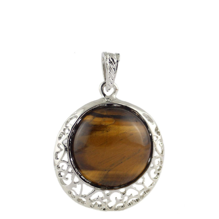 Collar ajustable con piedra auténtica y cristal redondo de Olivenorma 