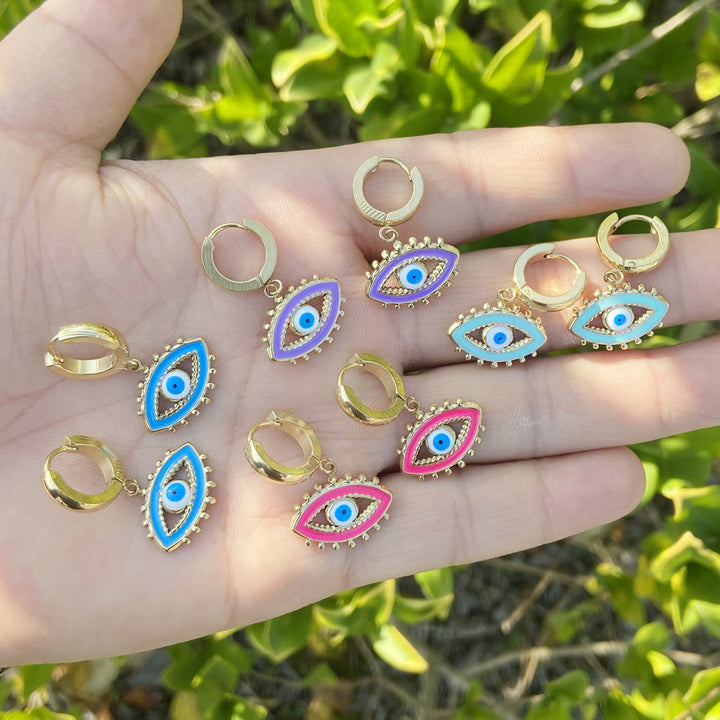 Pendientes de ojo malvado de resina epoxi de color Olivenorma