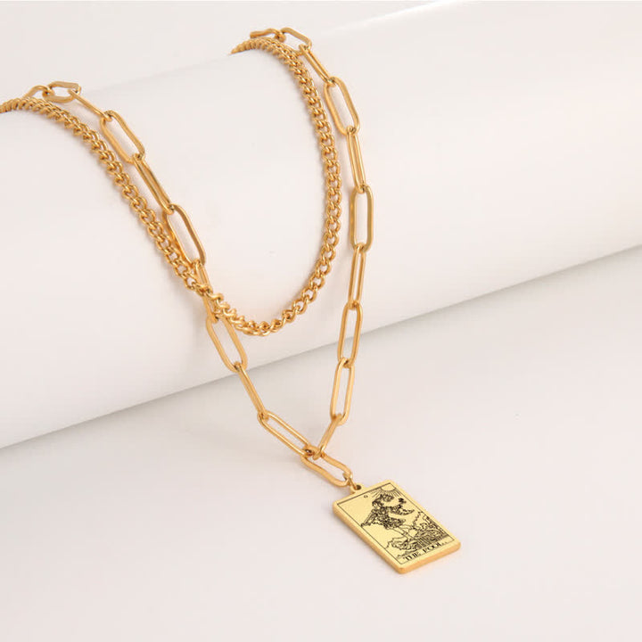 Collar de doble cadena con la carta del tarot de Olivenorma