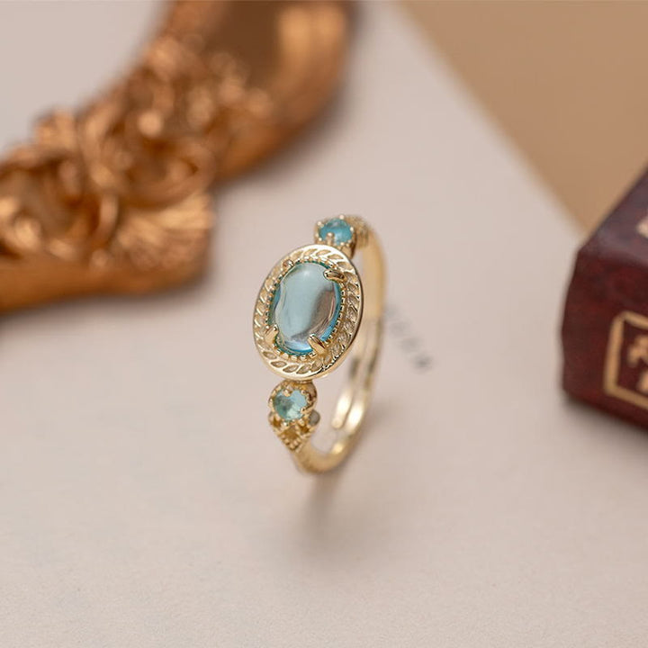 Anillo ajustable de turmalina Paraiba "Cada mar es una isla" de Olivenorma 