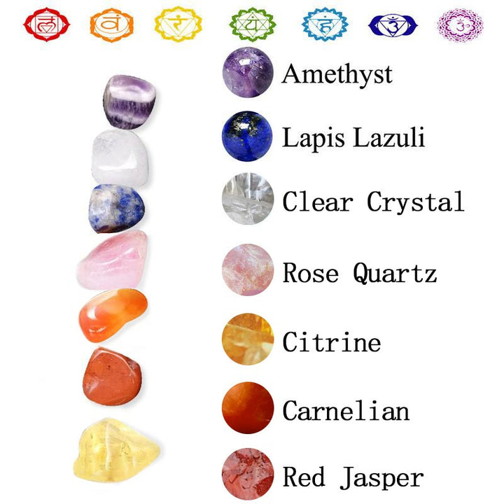 Juego de cristales naturales para la curación de chakras y yoga