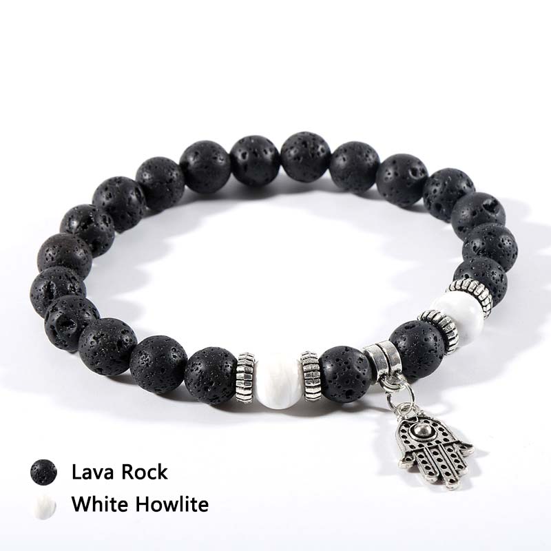 Pulsera de piedra de lava de ojo de tigre y malaquita 