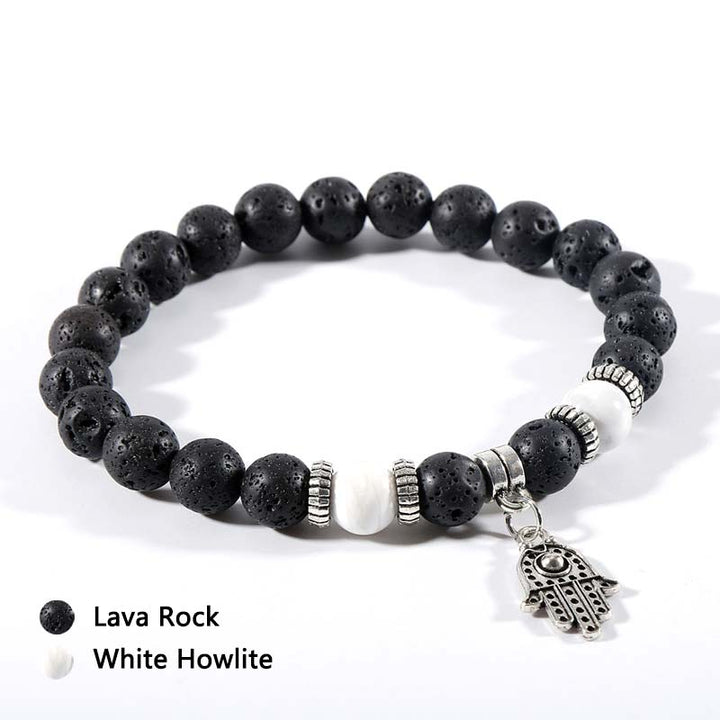Pulsera de piedra de lava de ojo de tigre y malaquita 
