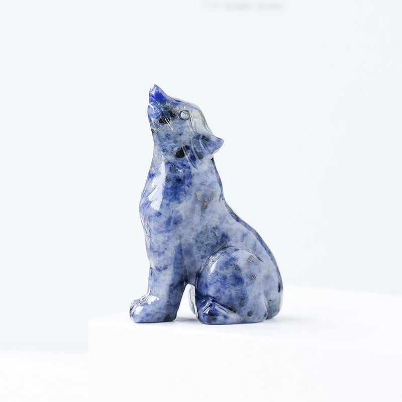 Adorno de piedra preciosa con forma de niño lobo de cristal natural de Olivenorma 