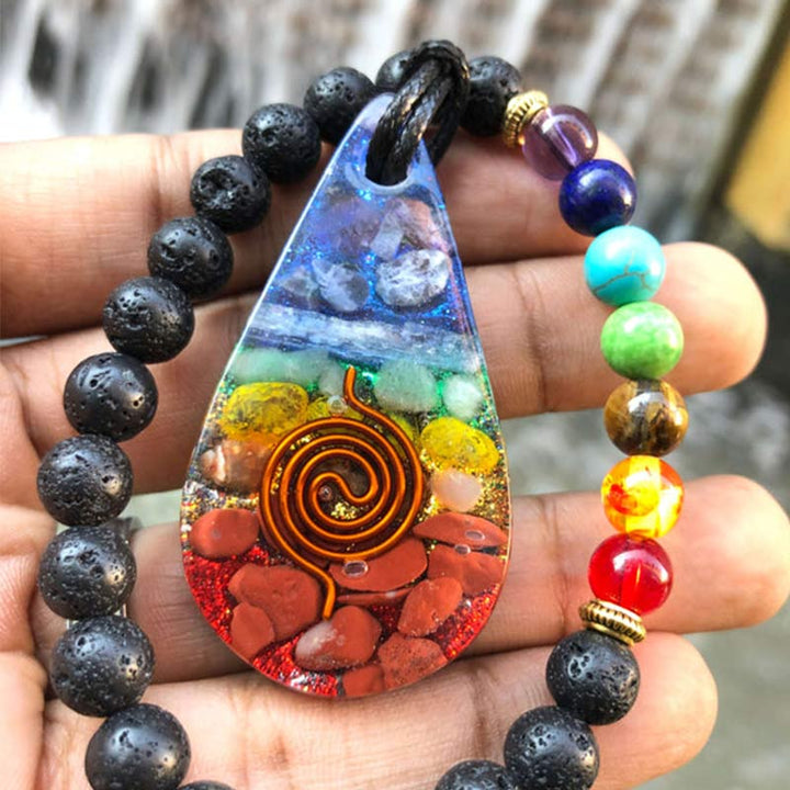 Collar de orgón curativo arcoíris con chakras de Olivenorma