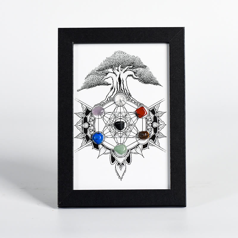Marco de fotos con diseño de árbol de la vida y chakras de Olivenorma