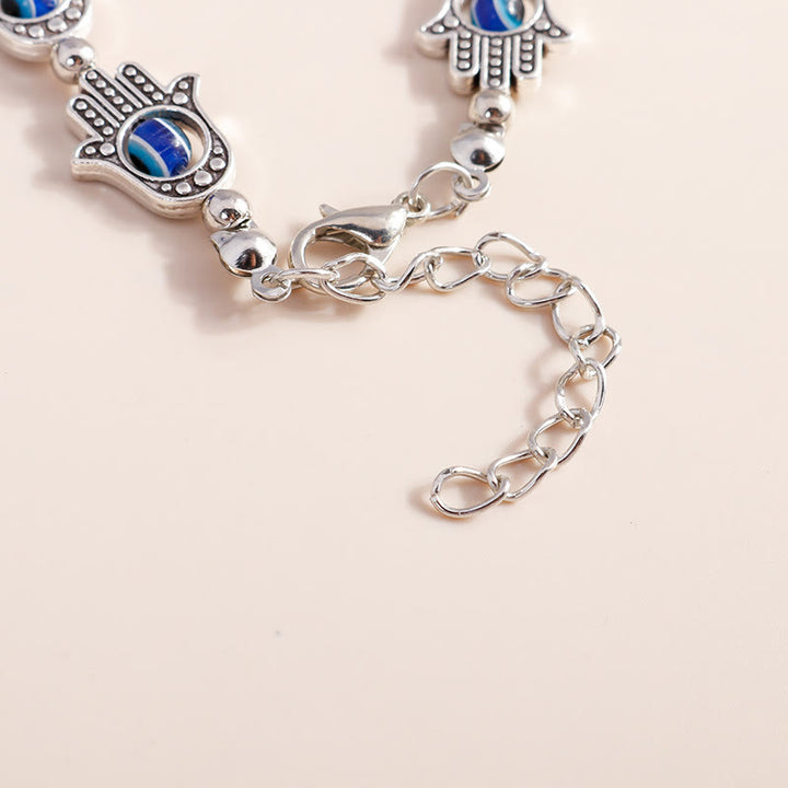 Pulsera Hamsa con ojo turco y turquesa natural de Olivenorma 