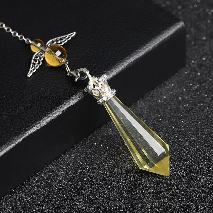 Péndulo de alas de ángel de cristal de labradorita de Olivenorma