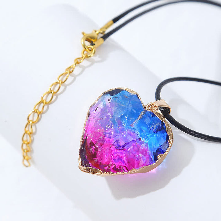Collar de fluorita de cristal con forma de corazón creativo