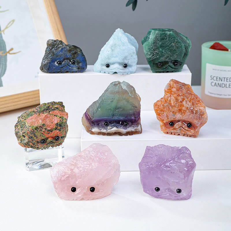 Piedras preciosas de cristal natural en bruto de Olivenorma con forma de erizo elfo