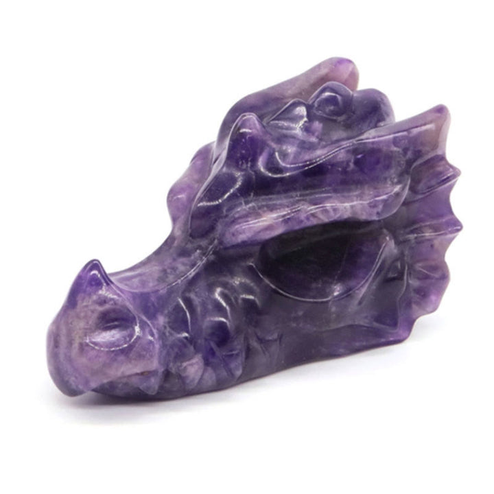 Cráneo con cabeza de dragón de 3,2 pulgadas de Olivenorma, decoración con piedras preciosas