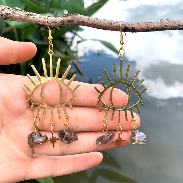 Pendientes de cristal con colgante de estrella y lágrimas de mal de ojo de Olivenorma