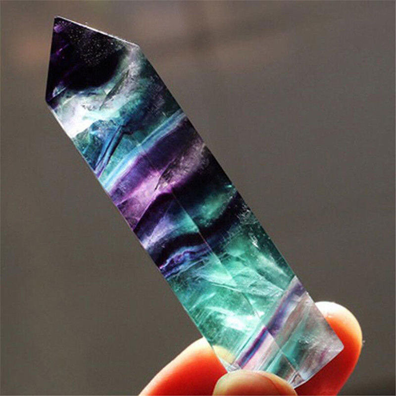 Varitas de cristal Reki de corteza natural de fluorita