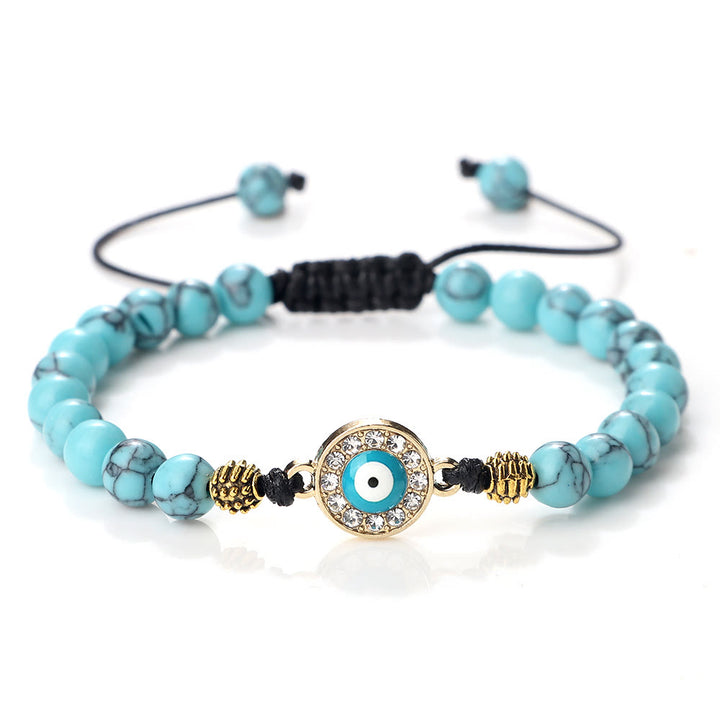 Pulsera de cuentas de circonita de piedra natural de 6 mm de Olivenorma 