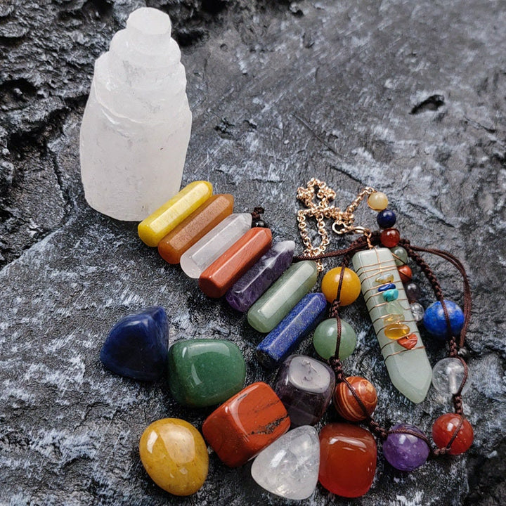 Juego de 17 piedras de cristal para los chakras de Olivenorma 