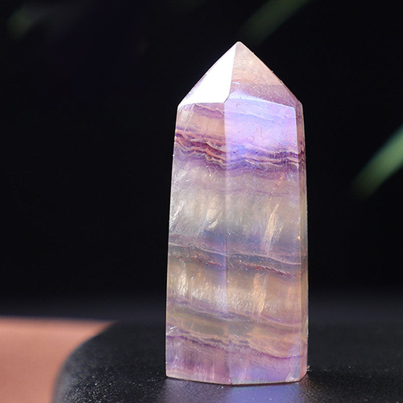Varitas de cristal Reki de corteza natural de fluorita