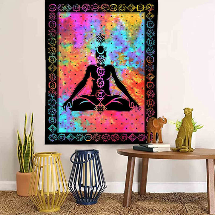 Tapiz de meditación vintage para colgar en la pared