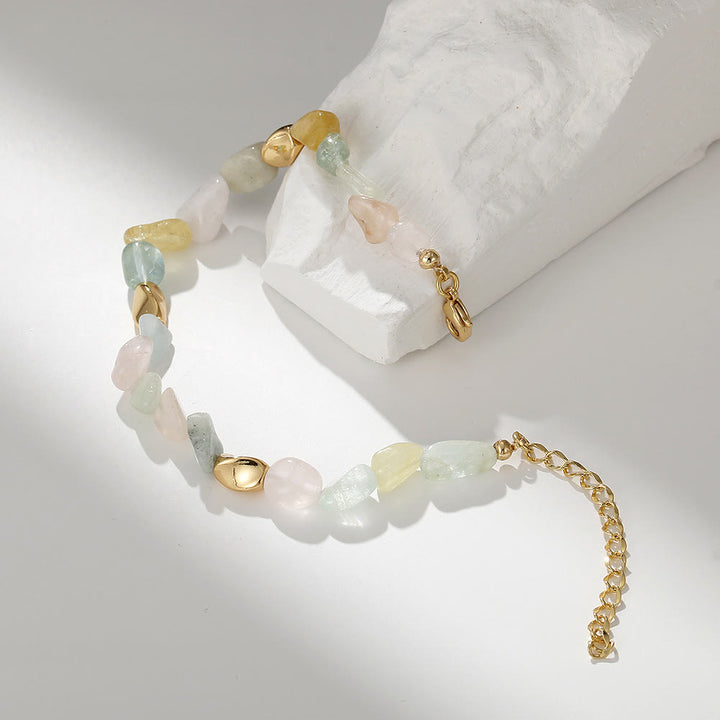 Pulsera de cobre de 18 quilates con piedra natural multicolor irregular de Olivenorma