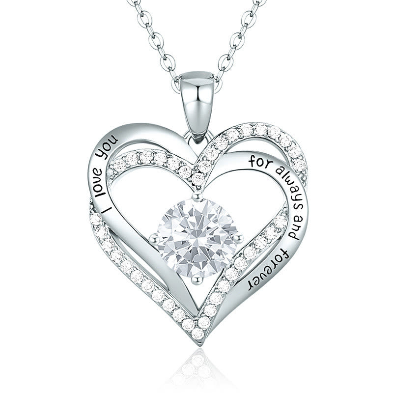 Olivenorma "Te amo por siempre y para siempre" - Collar de corazón en tono de nacimiento 
