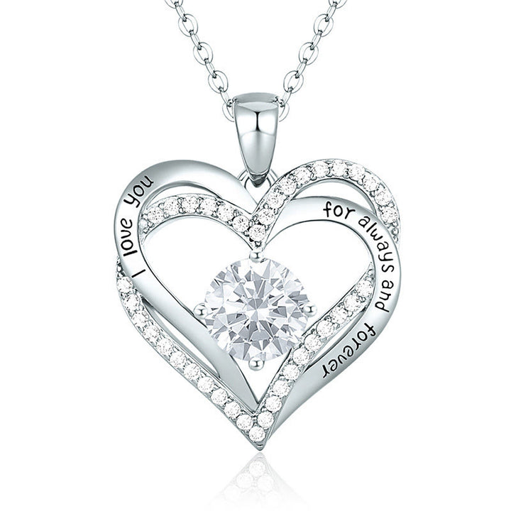 Olivenorma "Te amo por siempre y para siempre" - Collar de corazón en tono de nacimiento 