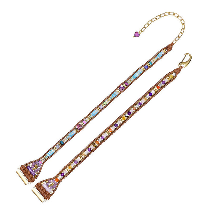 Pulsera trenzada con cuentas de cristal azul y morado de Olivenorma para Samsung 