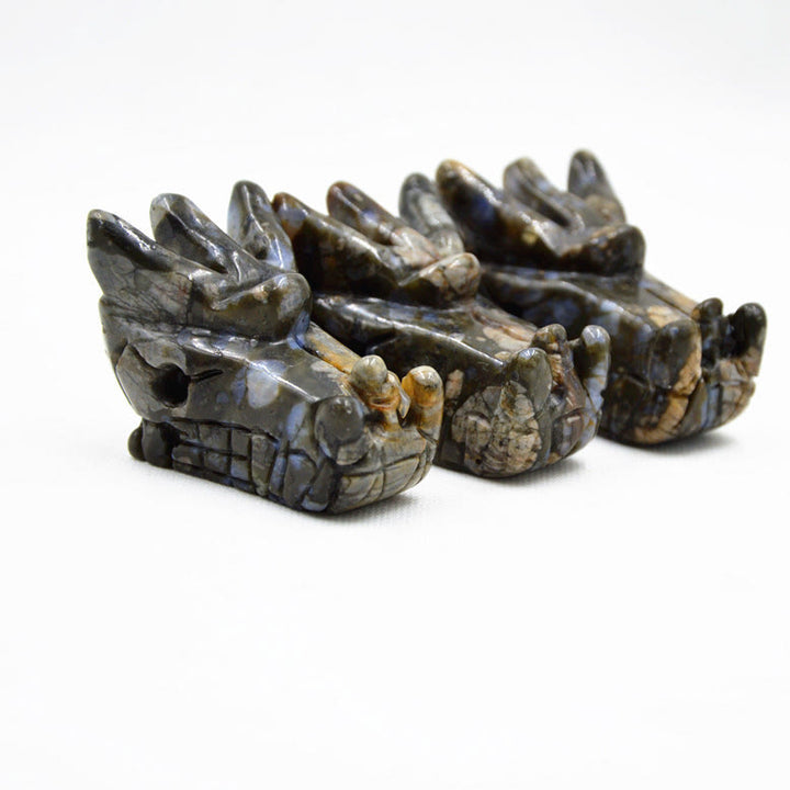 Cabeza de dragón de cristal de Olivenorma, artesanía con gemas, decoración con piedras preciosas