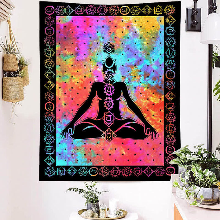 Tapiz de meditación vintage para colgar en la pared