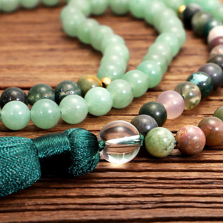 Collar y pulsera de ágata india con aventurina verde de Olivenorma 